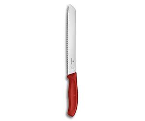 Victorinox Swiss Classic, Professional bread knife, Extra sharp blade, Serrated edge, 21 cm, Robust plastic handle, Stainless steel, Red