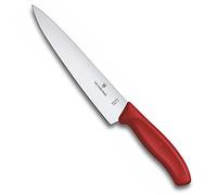 Victorinox Swiss Classic, professional carving knife, extra sharp blade, straight grind, 19 cm, plastic handle, stainless steel, Red