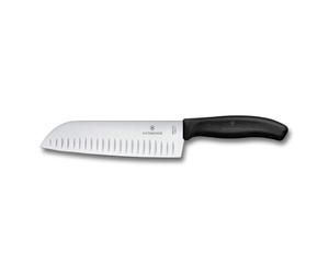 Victorinox, Swiss Classic, Profi Santokumesser, Extra Scharfe Klinge, Kullenschliff, 17 cm, Robuster Kunststoffgriff, Rostfreier Stahl, schwarz