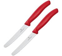 Victorinox Swiss Classic Red Kitchen Knife - serrated with rounded tip 2 pcs.
