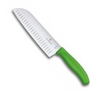 Victorinox Swiss Classic Santoku knife, Asian-style knife, extra-sharp blade, bevelled edge, 17 cm, stainless steel, blister, Green