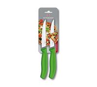 Victorinox Swiss Classic Steak and Pizza Knife, 12 cm Wavy Edge, Green | Extra sharp stainless steel serrated blade and ergonomic handle for effortless cutting of pizza and meat. Swiss Made