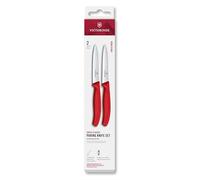 Victorinox Swiss Classic, Tomato and Vegetable Knife Set, 2-Piece, Extra Sharp Blade, Plastic Handle, Stainless Steel, Swiss Made, Red