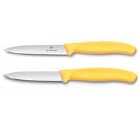 Victorinox Swiss Classic, Tomato and Vegetable Knife Set, 2-Piece, Extra Sharp Blade, Plastic Handle, Stainless Steel, Swiss Made, Yellow