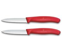 Victorinox Swiss Classic, Tomato and Vegetable Knife Set, 2-Piece, Extra Sharp Blade, Plastic Handle, Stainless Steel, Swiss Made, Red