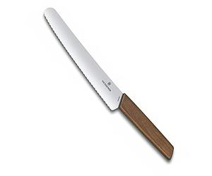 Victorinox Swiss Modern, Bread and Pastry Knife, Extra Sharp Blade, Wavy Edge, 22 cm, Stainless Steel, Brown
