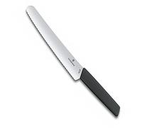 Victorinox Swiss Modern Bread and Pastry Knife, Wavy Edge, 22 cm, Black | Extra sharp stainless steel blade for effortless slicing. Robust ergonomic handle, dishwasher safe, Swiss Made.