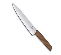 Victorinox Swiss Modern Carving Knife, 22 cm Extra Sharp Stainless Steel | Elegant walnut wood handle kitchen knife for home cooking and professional carving, 354 mm length, Brown