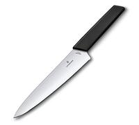 Victorinox Swiss Modern Carving Knife for Meat, 19 cm Straight Stainless Steel Blade, Ergonomic Plastic Handle, Black