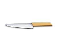 Victorinox Swiss Modern Carving Knife for Meat, 25 cm Straight Stainless Steel Blade, Ergonomic Plastic Handle, Yellow