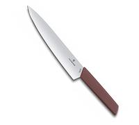 Victorinox Swiss Modern Carving Knife, Stainless Steel 22 cm Blade, Red | Extra-wide straight edge blade for meat, fruits and vegetables, ergonomic handle for everyday use, Swiss Made