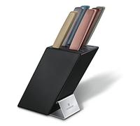 Victorinox Swiss Modern Knife Block, 6 Kitchen Knives & Carving Fork, Black