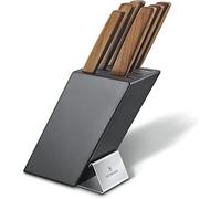 Victorinox Swiss Modern Knife Block, 6 Pieces, Walnut Wood Handle, Black