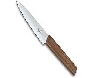 Victorinox Swiss Modern, Paring Knife, Extra Sharp Blade, Straight Edge, 15 cm, Noble Wooden Handle, Stainless Steel, Brown