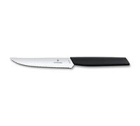 Victorinox Swiss Modern Steak Knife Set, 2 Pieces, 12 cm Wavy Edge, Black