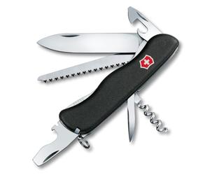 VICTORINOX Swiss Pocket Knife Forester, 12 Functions, Multi Tool with Large Blade, Tin Opener, Screwdriver 3 mm, Locking Blade, Black
