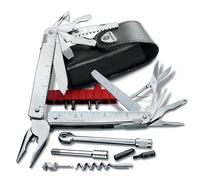 VICTORINOX Swiss Pocket Knife Swiss Tool X Plus Ratchet, 40 Functions, Multi Tool incl. Long-Nosed Pliers, Locking Blade, Silver