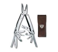 VICTORINOX Multi Tool Swiss Tool Spirit X, 24 Functions, Multi Tool with Locking Blade and Long-Nosed Pliers, incl. Leather Case, Silver