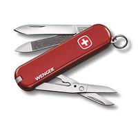Victorinox Wenger Swiss Army Knife Pocket Knife, 7 Functions, Red, 65 mm | Small Multitool for Everyday Carry with Serrated-Edge Scissors, Nail File, Cleaner, and Pin. Swiss Made