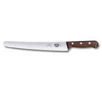Victorinox Wood Bread and Pastry Knife, Wavy Edge Blade, 26 cm, Brown | Extra sharp stainless steel blade with modified maple wood handle for precision slicing cakes and pastries