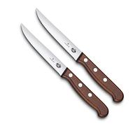Victorinox Wood Steak Knife Set, 2 Piece, Ultra Sharp Knives with Serrated Edge, Maple Handle