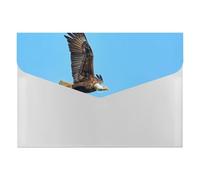 Victorious Brown Bald Eagle Accordion Style File Folder, Portable Multi-Pocket Document Holder for Office Desk Organizer