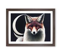 Victorious Fox BLK Framed Print | A4 Walnut Framed Wall Art | Ready to Hang | Modern Animal Picture | Living Room Bedroom Lounge Office