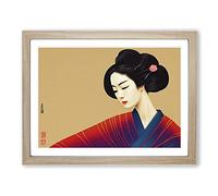 Victorious Geisha Framed Print | A3 Oak Framed Wall Art | Ready to Hang | Modern Nature Picture | Living Room Bedroom Lounge Office