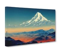 Victorious Japanese Mountains Canvas Print | Gallery Wrapped 30mm Frame Wall Art | 30x20 inches | Ready to Hang | Asian Landscape Picture | Living Room Bedroom Lounge Office