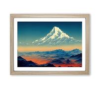 Victorious Japanese Mountains Framed Print | A2 Oak Framed Wall Art | Ready to Hang | Asian Landscape Picture | Living Room Bedroom Lounge Office