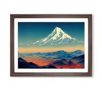 Victorious Japanese Mountains Framed Print | A4 Walnut Framed Wall Art | Ready to Hang | Asian Landscape Picture | Living Room Bedroom Lounge Office