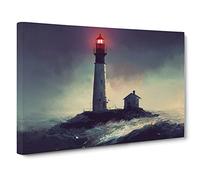 Victorious Lighthouse Canvas Print | Gallery Wrapped 30mm Frame Wall Art | 30x20 inches | Ready to Hang | Coastal Seascape Picture | Living Room Bedroom Lounge Office