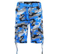 VICTORIOUS Men's Belted Ripstop Twill Camo Cargo Short, Blue, 30