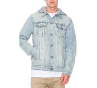 VICTORIOUS Men's Distressed Denim Jacket, Hoodie Ice, L