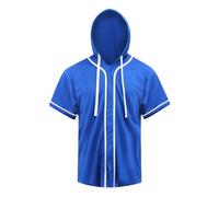 VICTORIOUS Men's Two Tone Baseball Jersey, Hooded Royal Blue, 5XL