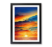 Victorious Ocean Sunset Framed Print | A2 Black Framed Wall Art | Ready to Hang | Modern Nautical Picture | Living Room Bedroom Lounge Office