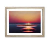 Victorious Seascape At Sunset Framed Print | A2 Oak Framed Wall Art | Ready to Hang | Modern Landscape Picture | Living Room Bedroom Lounge Office
