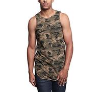 Victorious Solid Color Long Length Curved Hem Tank Top, Tt47-curved Hem - New Olive Camo, Medium