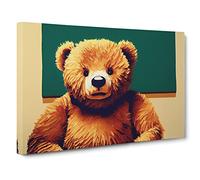 Victorious Teddy Bear Canvas Print | Gallery Wrapped 30mm Frame Wall Art | 30x20 inches | Ready to Hang | Contemporary Animals Picture | Living Room Bedroom Lounge Office