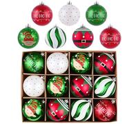 Victor's Workshop Christmas Tree Decorations 12pcs 6cm,Red Green and White Xmas Baubles Shatterproof Ball Ornaments Set