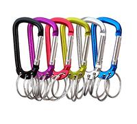 VictorsHome Carabiner Clip Keychain, D Shape Aluminum Alloy Multifunction Hook with 3 Key Rings Multi-color 6pcs
