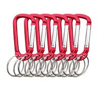 VictorsHome Carabiner Clip Keychain, D Shape Aluminum Alloy Multifunction Hook with 3 Key Rings Red 6pcs
