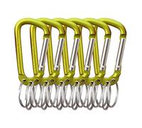 VictorsHome Carabiner Clip Keychain, D Shape Aluminum Alloy Multifunction Hook with 3 Key Rings Yellow 6pcs