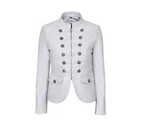 Victory 8976 Ladies White Military Parade Style Soft Real Nappa Leather Jacket (14)