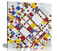Victory Boogie Woogie by Piet Mondrian Canvas Wall Art Prints Pictures Framed Home Office Decoration 40 x 40cm (16 x 16 inches)