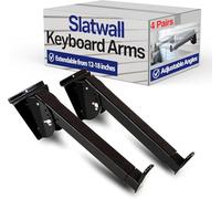 VICTORY DISPLAY & STORE FIXTURE MFG Heavy-Duty Steel Slatwall Keyboard Stand (4-Pack), Wall Mount with Telescoping Arms (12"-18"), Black