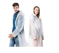 Victory-eu Waterproof Portable Raincoat,Clear and Reusable Rain Resistant Poncho with Hoods and Sleeves for Travel, Festivals, Outdoors,Mountaineering(white)