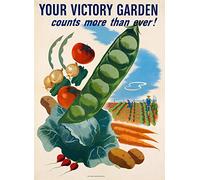 Victory Garden World War 2 Poster Wartime Propaganda Vintage Style Cafe, Bar, Home, Courtyard Wall Tin Sign Poster Poster 8X12 Inches