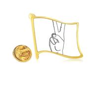 Victory Gesture Line Drawing Pattern Golden Metal Flag Lapel Pin Badge