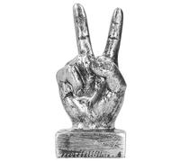 Victory Gesture Sculpture, Hand Gesture Desk Statues, Resin Finger Gesture Sculpture Finger Sculpture Decor, Desktop Bookcase Ornament Decor(2)